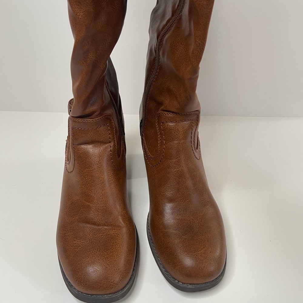 Boots Brown Knee High Womens White Mountain Dover Harness Cognac Size 10 - Picture 9 of 12